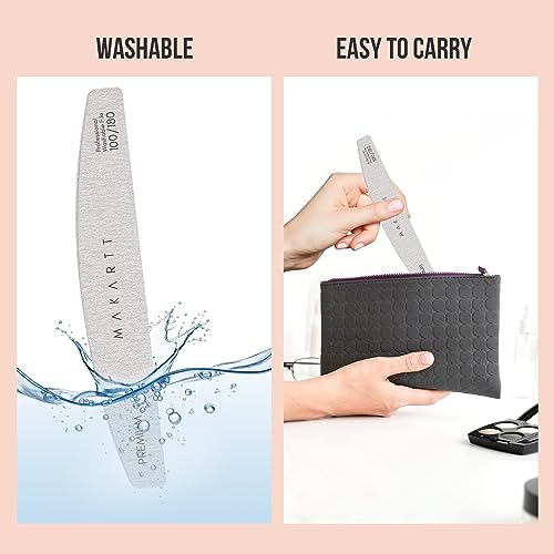 Makartt Nail File: 100/180 Grit Emery Boards for Nails, 10 Pcs Zebra Doubled Sides Coarse Fingernail Filer for Acrylic and Extension Gel Removal Manicure Kit Salon Home Use