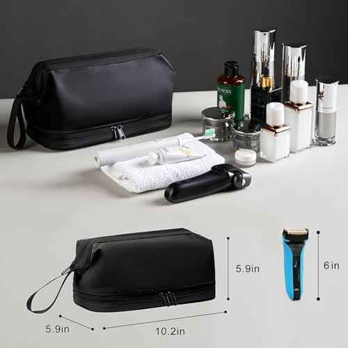 Large Travel Toiletry Bag for men women,Makeup Organizer Bag, Dopp Kit,Waterproof Hanging Cosmetic Bag for Toiletries Accessories(Black)