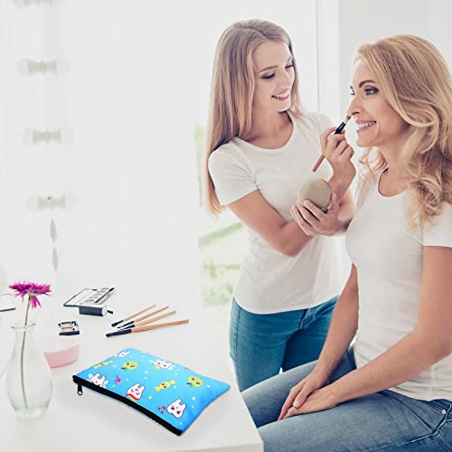 12 Pieces Teeth Makeup Bag Cute Cosmetic Bag for Nurse Women Dental Dentist Gift Colorful Toiletry Bag Multifunctional Polyester Bag with Zipper Teeth Printed Accessories (7.09 x 4.33 Inch)