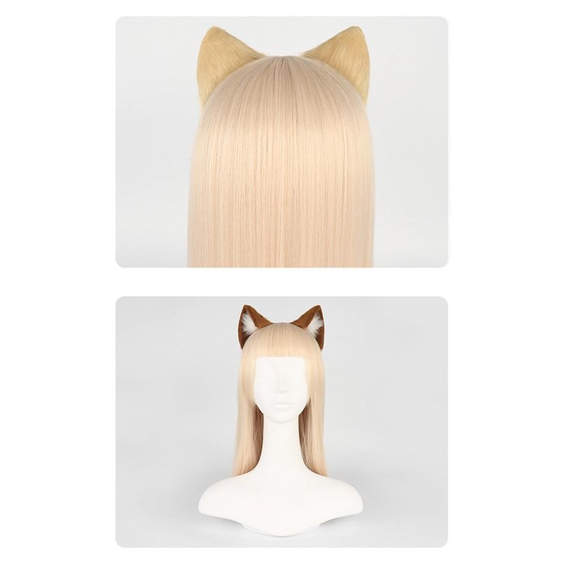 Surakey Long Fur Cat Ears Anime Cosplay Headband Plush Hairband Halloween Cosplay Party Costume for Men and Women Role-Playing (Green)