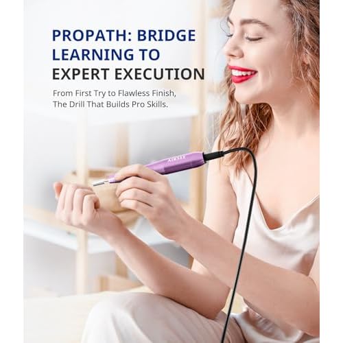AIRSEE Studio Basic Electric Nail Drill, USB Portable Nail E File Machine for Professional Beginners, Manicure Pedicure Dremel Kit for Salon & Home Use , Purple