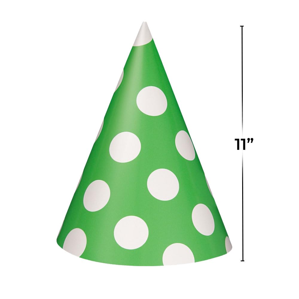 Unique Polka Dots Party Cone Hats One Size Lime Green