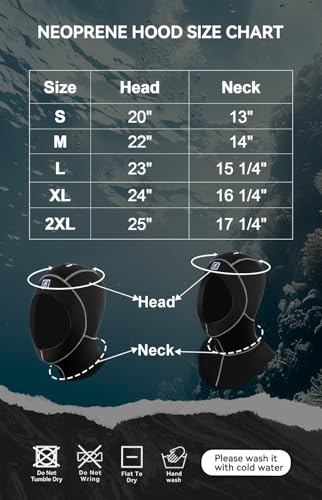XUKER Neoprene Wetsuit Hood Scuba Diving Hood 5/3mm for Men Women, Diving Cap Surfing Thermal Hood for Kayaking Snorkeling Swimming Sailing Canoeing Water Sports