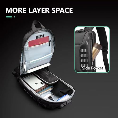 ZUK Anti Theft Sling Bag Shoulder Crossbody Backpack Waterproof Chest Bag with USB Charging Port Lightweight Casual Daypack