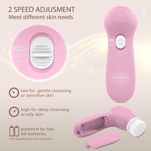 Face Scrubber | Facial Cleansing Brush Exfoliator Skin Care Products Beauty Products Powered Electric Wash Exfoliating Spin Cleanser Cleaning Scrub Including 7 Heads (Rose Quartz)
