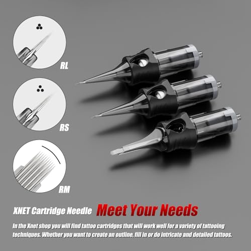Xnet Aurora Cartridge Tattoo Needles - 20Pcs #10 (15RL) Bugpin Round Liner Disposable Silicone Needles with Membrane Safety Supplies for Rotary Tattoo Machine Pen Gun(1015RL)
