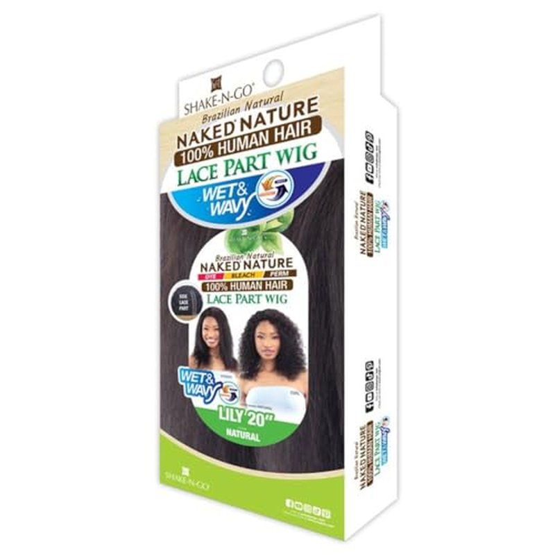 Shake-N-Go Naked 100% Brazilian Natural Human Hair Lace Part Wig - Lily 20" (Color:NATURAL)