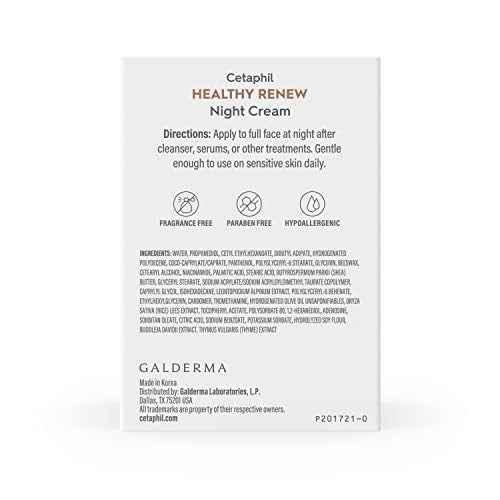 Cetaphil Healthy Renew Skin Tightening Night Cream 1.7 Oz, Wrinkle Repair Cream for Face with Peptides, Retinol Alternative Cream For Sensitive Skin, Fragrance Free