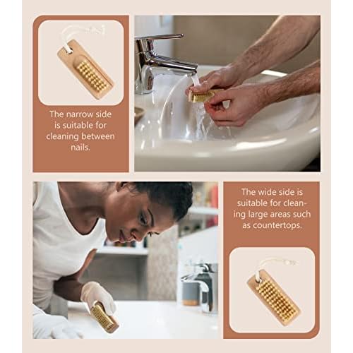 Nail Brush for Cleaning Fingernails, 2Pack Wooden Nail Brushes Fingernail Brush for Cleaning Nail Scrub Brush Two-Sided with Hanging Rope (Beechwood)