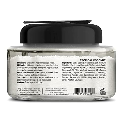 One Minute Manicure ? Moisturizing Salt Scrub ? 13 oz ? Professionally Formulated To Exfoliate, Recondition & Moisturize Skin ? Enhanced With Botanical Oils & Natural Sea Salts (Tropical Coconut)
