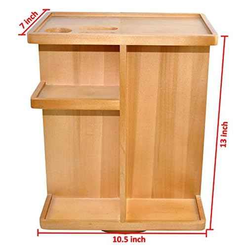 Spiretro Rotating Cosmetic Modular Organizer, Multi-Function Storage, 360 degree Carousel for Makeup, Toiletries, Vanity, Desk, Countertop, Bedroom, Closet, Solid Natural Wood with Acacia Brown