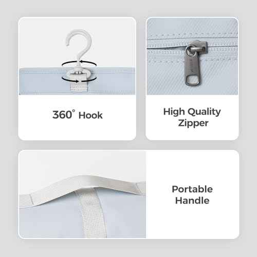 pack all Hanging Travel Toiletry Bag, Foldable Cosmetic Bag with Multiple Compartments, Water-Resistant Makeup Bag for Toiletries, Accessories (Light Blue)