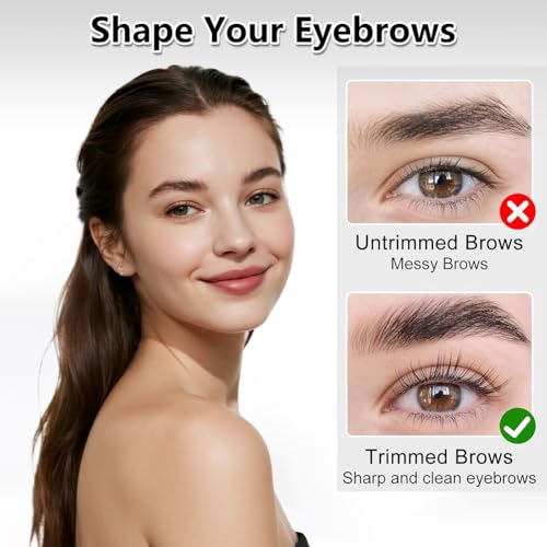 Eyebrow Trimmer Scissor, 2-in-1 Professional Eyebrow Scissor with Comb, Stainless Steel Precision Eyebrow Cutter, Curved Eye Brow Razor, Portable Hair Removal Makeup Tool for Women and Men (Black)