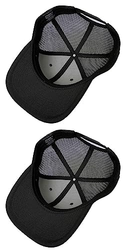 CYGTE XL, XXL 2 Pack Mens Oversize Extra Large Snapback Trucker Hat Mesh Adjustable Baseball Cap Blank Plain Cool Work Ball Caps for Big Heads, Black-Black