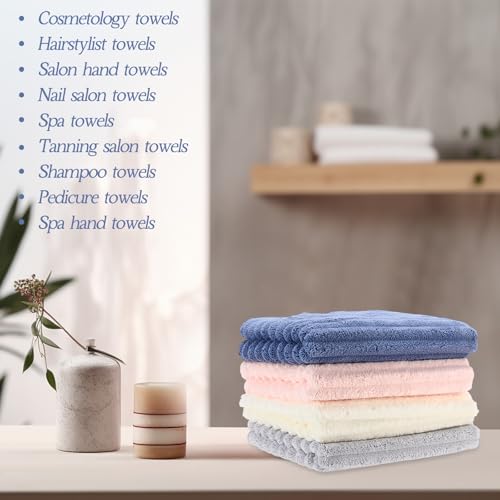 Shimeyao Bleach Proof Towels Microfiber Absorbent Resistant Hair Hand Towels Bulk Quick Dry for Barber Gym Bath Spa Shaving(40 Pack,Morandi Color,Stylish)