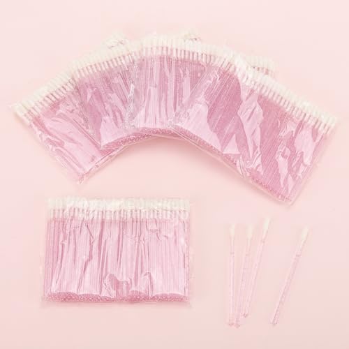 Tbestmax 500 Lip Applicators Disposable Lip Brushes Crystal Lipstick Lip Gloss Wands, Pink
