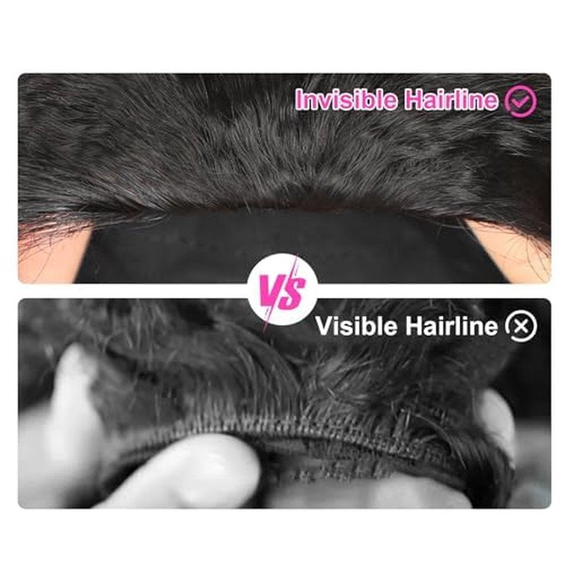 BGM GIRL Kinky Straight 3 in 1 Half Wig Human Hair Glueless Wear and Go No Lace Flip Over Wig With Adjustable Drawstring 180 Density Natural Look Wig For Women 16 Inch