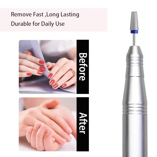 Nail Drill Bits 5 in 1 Carbide Rotary Bit 3/32" Shank Nail Cutter,Left and Right Handed Acrylic or Hard Gel Remover (F)