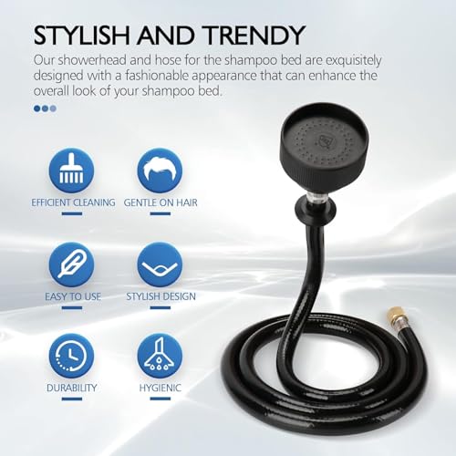 LukLoy 2 Pack UPC Certified Salon Shampoo Bowl Sprayer Head with Black Rubber Hose, Professional Salon Sink Replacement Part for Salon Barber Shop Spa, 1/4" Thread