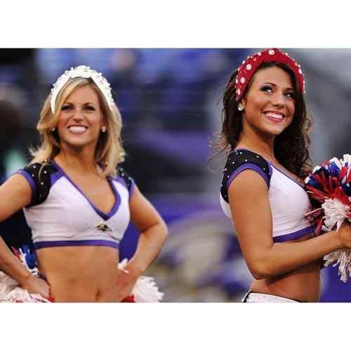 YARIEW Baseball Top Knot Headband for Women & Girls - Wide Knotted Jeweled Accessory for Game Day, Sports Fan, Mom, Halloween & Christmas Gifts (Red)