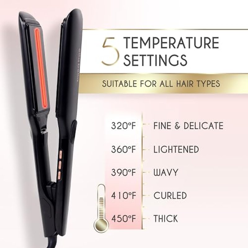 ELLA BELLA¢ç Titanium Flat Iron Hair Straightener (with Infrared) ? Professional Straightening Iron ? Digital Display to Accurately Control Temperature ? As Featured in Good Housekeeping