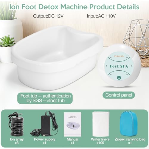 Ionic Foot Bath Detox Machine, Ion Foot Detox Spa for Home Use Beauty Salon Beauty SPA Club with 100 Liners, Zipper Carrying Bag | Detoxifying & Convenient