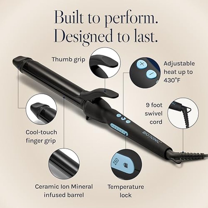 Bio Ionic Long Barrel Styler,Curling Iron with Moisture Heat Technology & NanoIonic MX, Verstatile Curling Wand