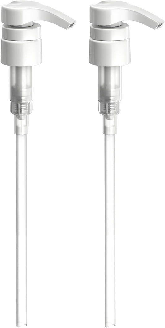 Bar5F 1-Liter Pumps for Shampoo and Conditioner Bottles for 33.8-Ounce Professional Salon Brands (White & Black)