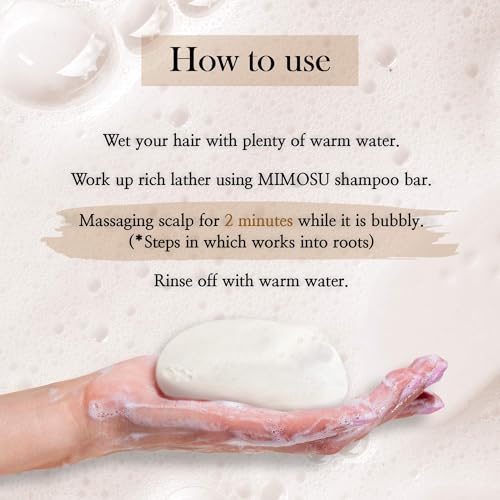 mimosu Hair Growth Shampoo Bar, Fermented Rice Water 2-in-1 Shampoo & Conditioner, 5oz, Unscented, pH Balanced, Solid Bar for Oily Hair, Korean Hair Care