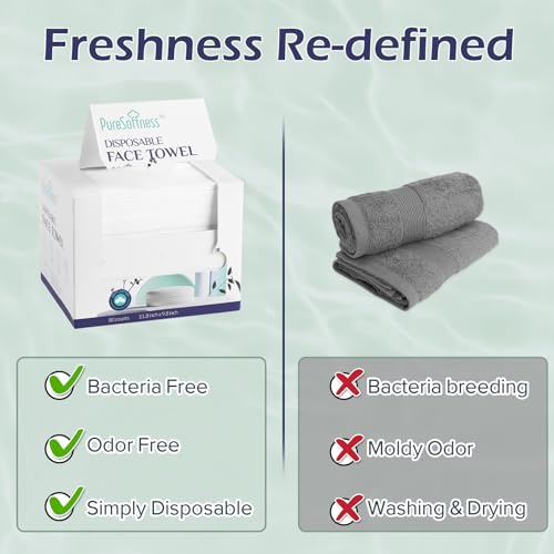 Disposable Face Towel, Clean Towel, Extra Large 12" x 10", Soft Dry Wipe Face Wash, Makeup Remover, Biodegradable Towelette for Sensitive Skin 160 Count (2 Pack)