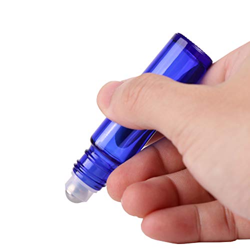 inice 12 Pack Essential Oil Roller Bottles 10ml Cobalt Blue Glass Bottles Stainless Steel Roll On Ball for Daily Care