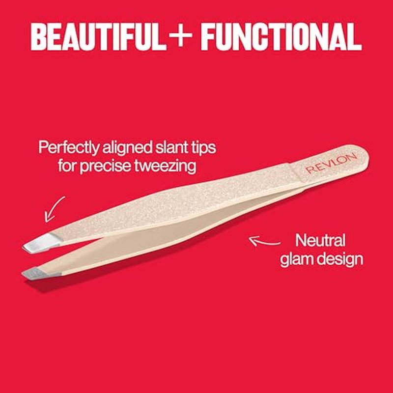 Revlon Designer Series Slant Tweezer, High Precision, Made With Long Lasting Stainless Steel, Stocking Stuffer for Women, 1 Count