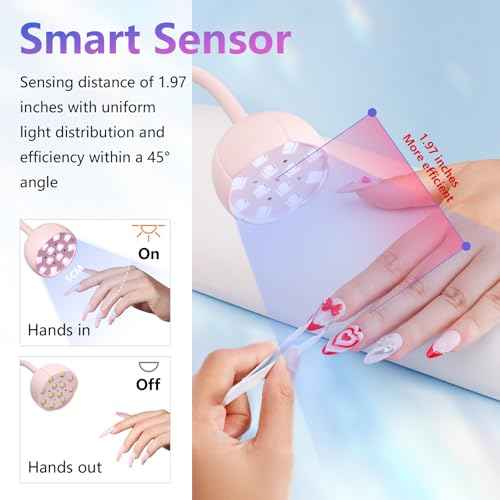 Makartt UV LED Nail Lamp - Gooseneck UV Light for Gel Nails Cherie Cordless USB 39W Nail Dryer Gel Lamp with 4 Times & Auto Sensor Professional Fast Flash Curing Polish Nail Art