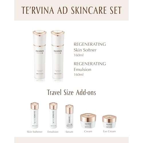 ISA KNOX TE'RVINA AD Regenerating Skincare Set (12.7fl oz) - Hydrating, Nourishing & Firming Toner & Moisturizer Set for Youthful and Radiant Skin, Placenta, Rose Absolute