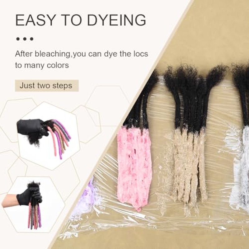 DAIXI 0.4cm and 0.2cm 0.6cm 0.8cm Options 4-18 Inch 60 Strands 100% Real Human Hair Dreadlock Extensions for Man/Women Handmade Permanent Loc Extensions Bundles Can Be Dyed Bleached Curled and Twisted