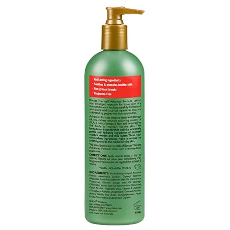 ShiKai Borage Therapy Advanced Formula Body Moisturizer (16 oz) | Fragrance Free | Hydrating Lotion for Dry Hands & Body | With Oatmeal & Shea