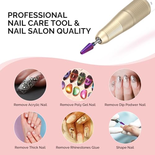 MelodySusie Professional Tornado Nail Drill Bits, 3/32'' Carbide Tungsten Multi-function Bits, Suitable for Manicure Pedicure Cuticle Gel Polishing, Salon Bits, Purple, Series Bit-X, XC