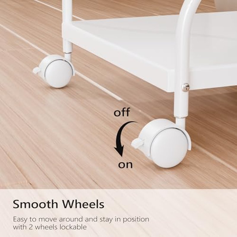 OmySalon Pedicure Cart Foot Bath Trolley, Adjustable Height Salon Trolley with PU Cushion, Portable Nail Esthetician Cart for Manicure & Foot Massage, Beauty Spa Supplies with Locking Wheels (White)