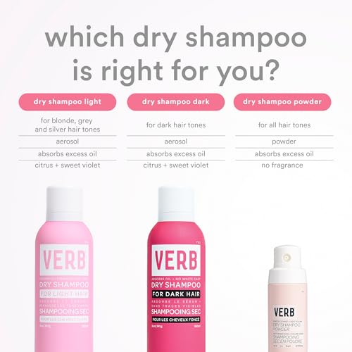 VERB Dry Shampoo Dark ? Refresh, Absorb Oils + Extends Styles - Refreshing Dry Shampoo Spray for Dark Tones - Vegan, No Parabens or Harmful Sulfates