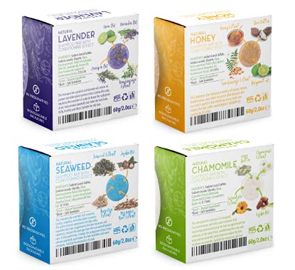 Organic Solid Shampoo Bar & Conditioner Set - 100% Natural Plant-Based Oils | Eco-Friendly 4 Pack