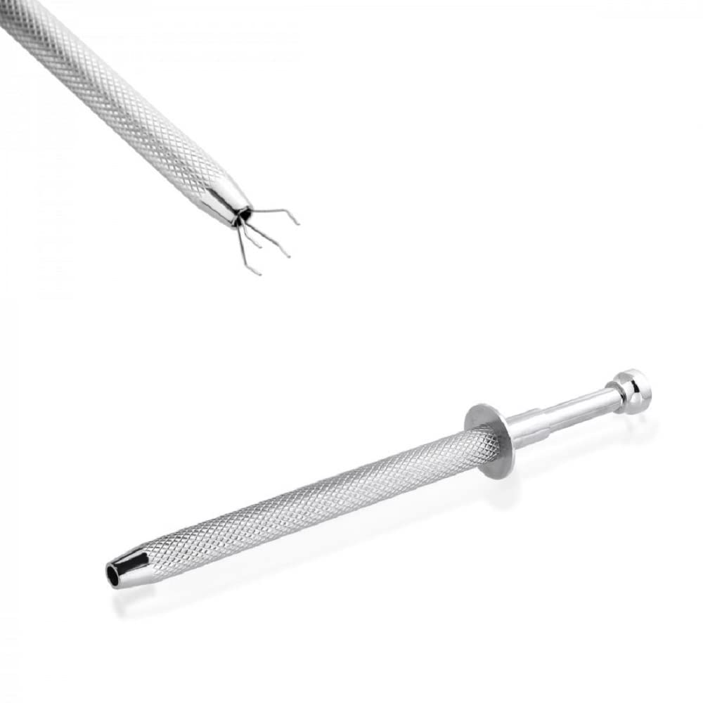 Pierced Owl Push-In Syringe Style Quad Prong Small Bead Holder Piercing Tool (Large (4.8" Length))