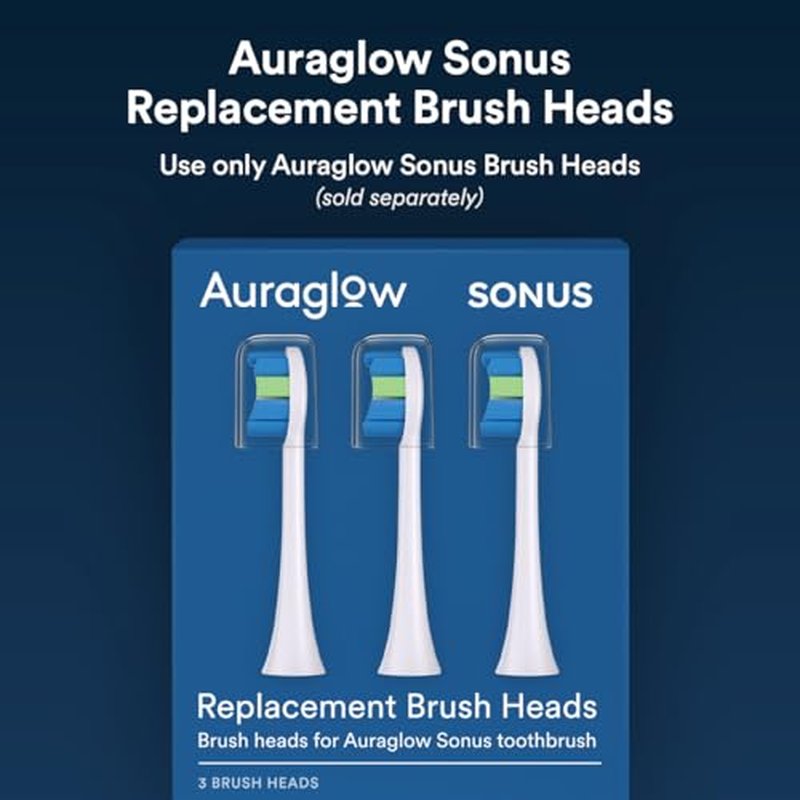 AURAGLOW Sonus Electric Toothbrush, 5 Cleaning Modes, 2 Brush Heads & Travel Case, 40,000 VPM Sonic Toothbrush & Wireless Charging, 30-Day Battery Life with Smart Timer, Black