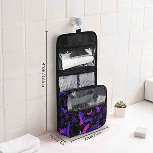 Hanging Toiletry Bag Purple Bat Gothic Travel Makeup bag for Toiletries Portable Travel Toiletry Organizer Cosmetic Bags with Hanging Hook