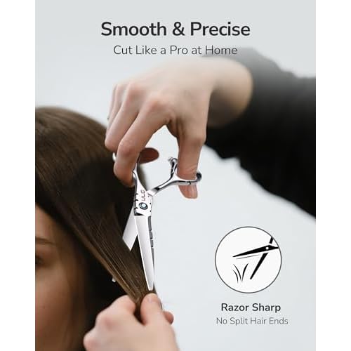 ULG Hair Cutting Scissors 6.7¡± Shark Series, 100% Japanese Stainless Steel Ultra Sharp, Concave Blade Barber Shears, Ergonomic Offset Handle, Professional Salon Haircut Scissors for Home & Salon Use