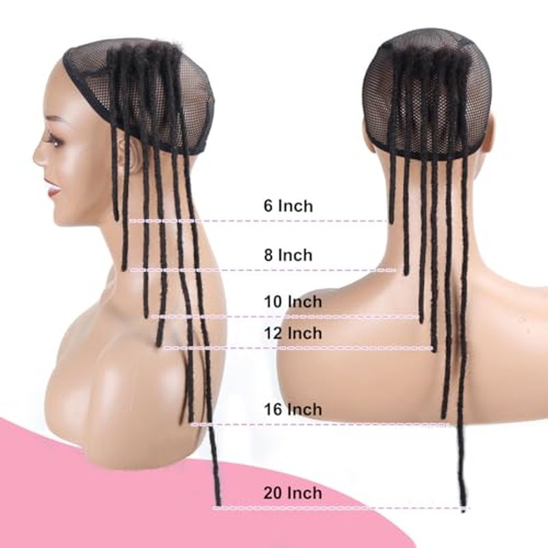 Loc Extensions Human Hair,20 Inch 0.6cm Pencle Size Dreadlock Extensions Human Hair for Women Men Full Handmade Permanent Dreads Locs(Natural Black 40 Strands)