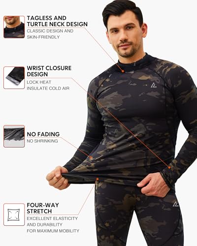 CL Thermal Underwear Long Johns for Men,Hunting Gear Sport Top and Bottom Set Winter Base Layer Long Underwear for Outdoor