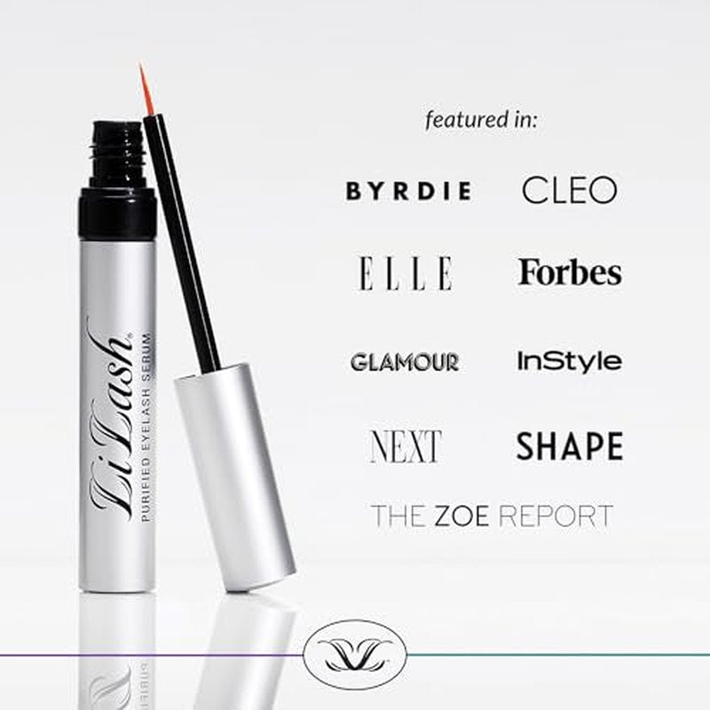 LiLash Purified Eyelash Serum to Grow Longer & Fuller-Looking Lashes - Eyelash Growth Enhancer, Safe for Use with Contacts, Lash Extensions, Sensitive Eyes - Vegan & Cruelty-free (2mL, 90-Day Supply)