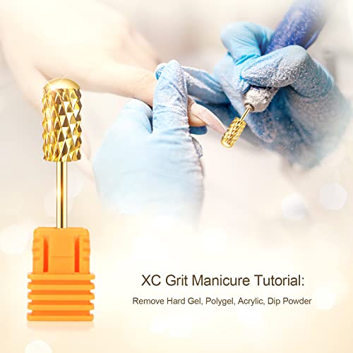 Nail Drill Bit Set, Corfulra 3pcs Safety Bits for Nail Drill, Tungsten Carbide Nail Drill Bits, Smooth Round Top Large Barrel Bits, Nail Supplies for Nail Tech to Remove Acrylic Nails (XF & M & XC)