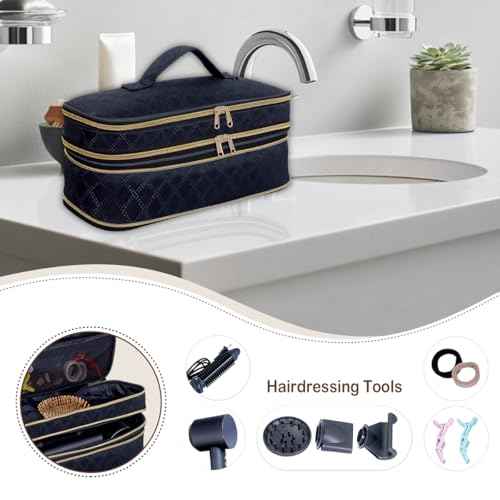 Hair Dryer Travel Carrying Case, Curling Iron Storage Bag, Slim Expandable Handheld Dual-Layer Travel Storage Bag for Dryer/Hair Tool Organizer/Style Organizer