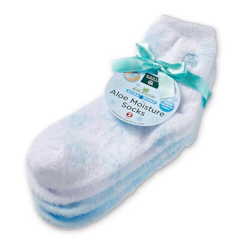 Earth Therapeutics Thera-Soft Aloe/Vitamin E Moisturizing Socks, Baby Blue/Snowflakes: 2 Pairs